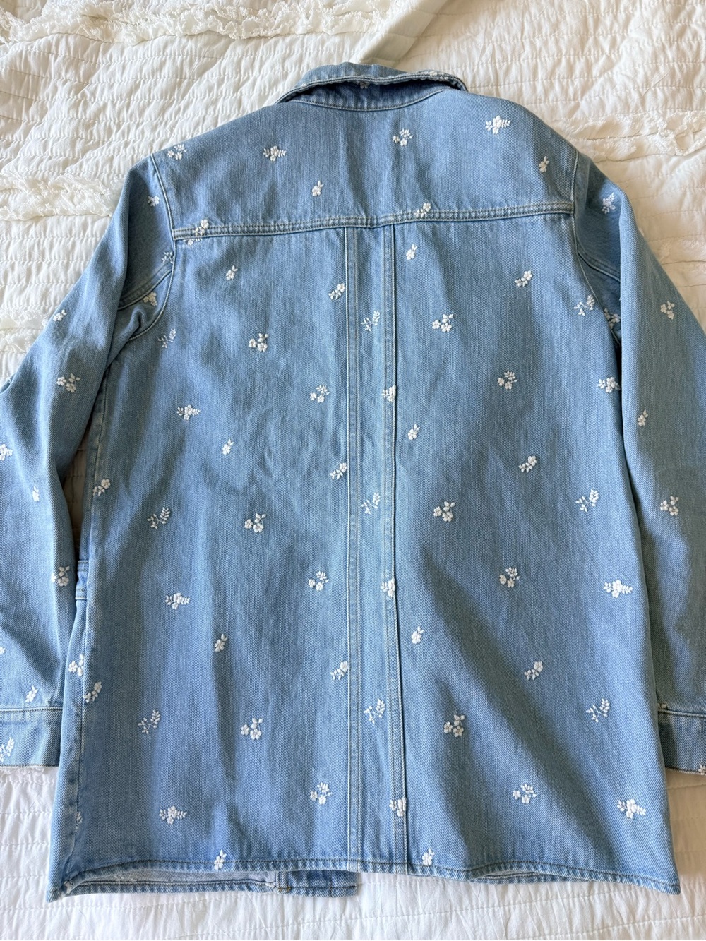 Sézane Will Forever Jacket in Light Blue Floral Denim - Size S - Picture 7 of 7